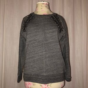 J. CREW COLLECTION EMBELLISHED RAGLAN SWEATSHIRT